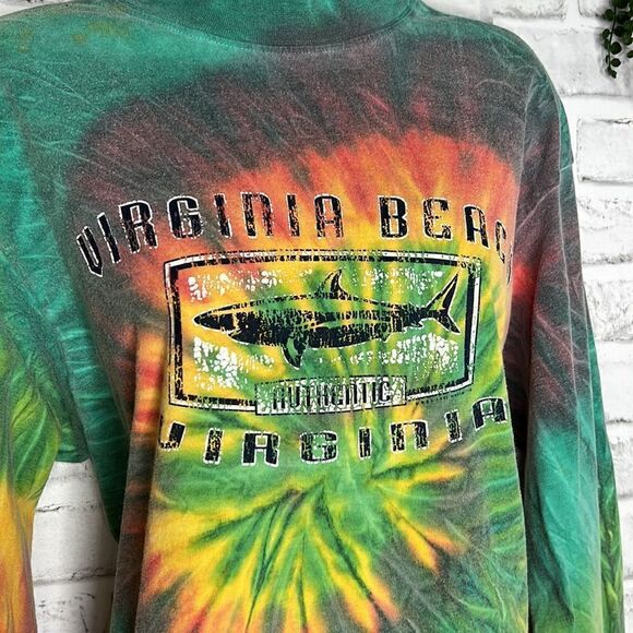 Virginia Beach, Virginia Cotton Rainbow Tie Dye Long Sleeve Tshirt Shirt XL - Picture 3 of 5